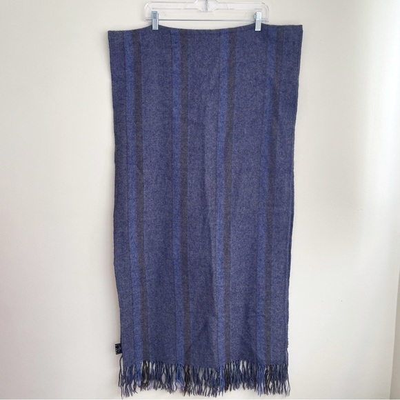 Baby Alpaca Scarf Tejidos Jose Cotacachi Ecuadorian Hand Knit striped blue grey - Picture 3 of 8